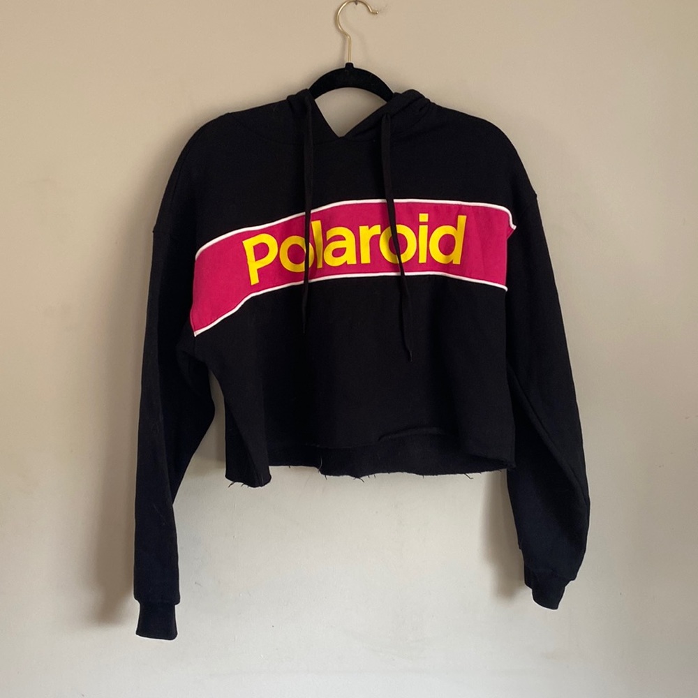 Polaroid Cropped Black Sweatshirt NWT